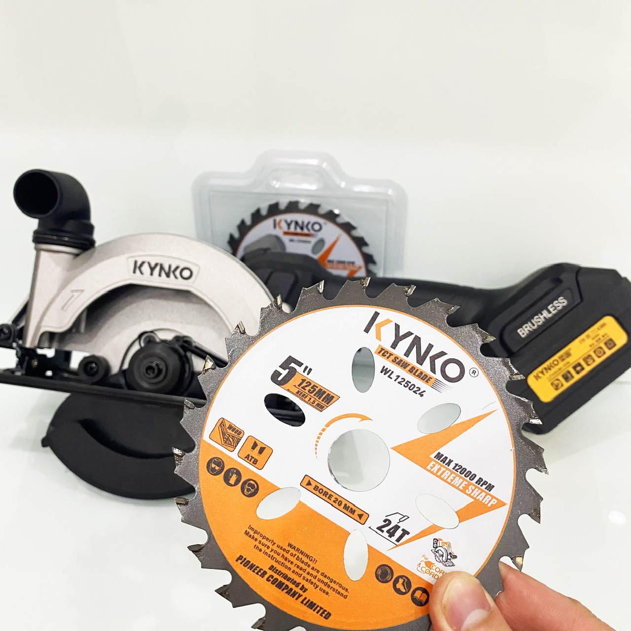 Lưỡi cưa gỗ siêu mỏng cho máy pin 24 răng đường kính Ø 125mm KYNKO WL125024