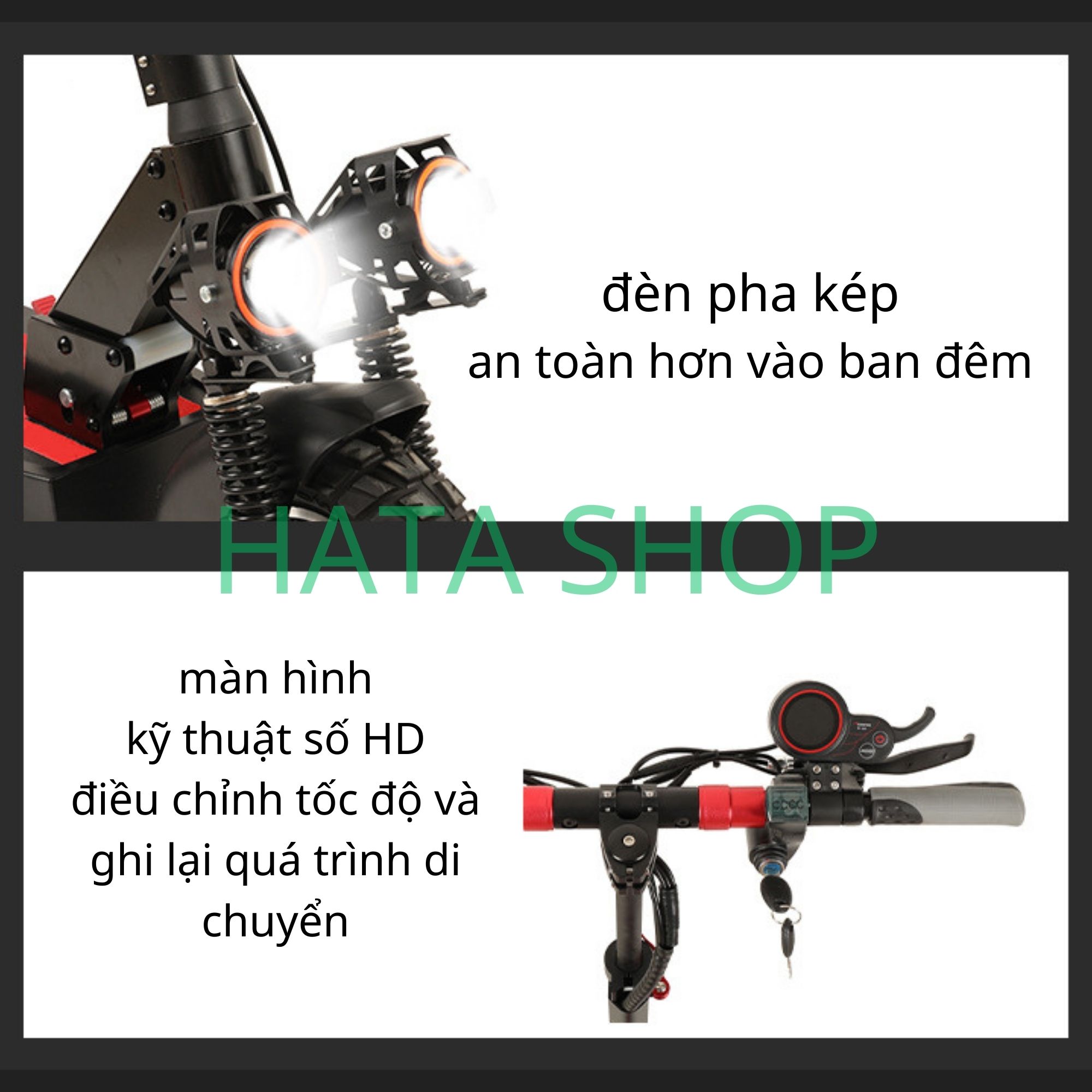Xe Điện Thông Minh #HT01 bản PRO Electric Scooter Gấp Gọn Tốc Độ 35km/h khoảng Cách 35km Pin Sạc 48V10A Cao Cấp