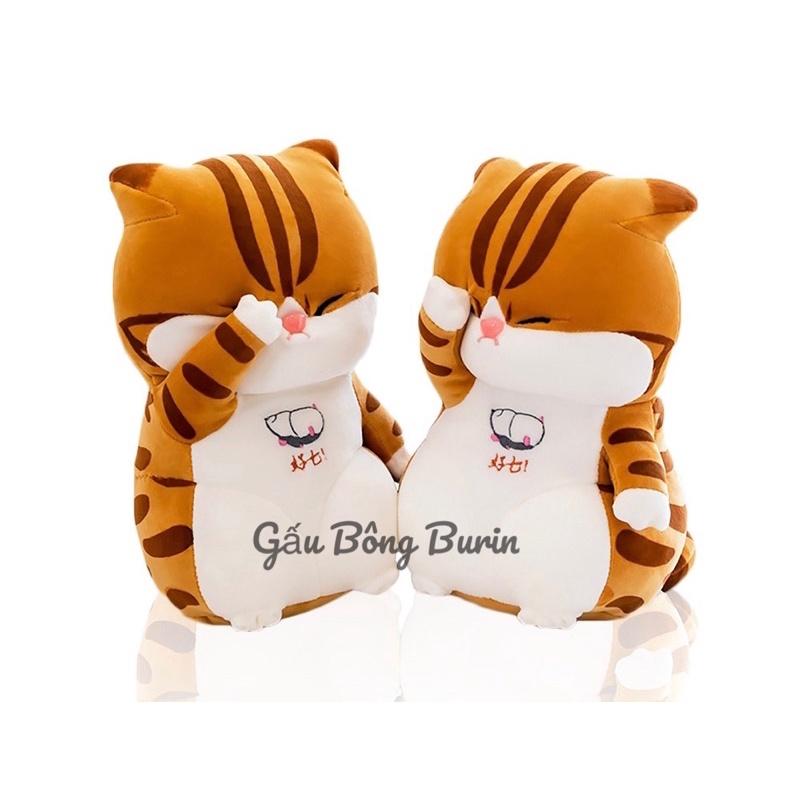 Gấu bông mèo vàng dụi mắt, mèo thần tài nhồi bông