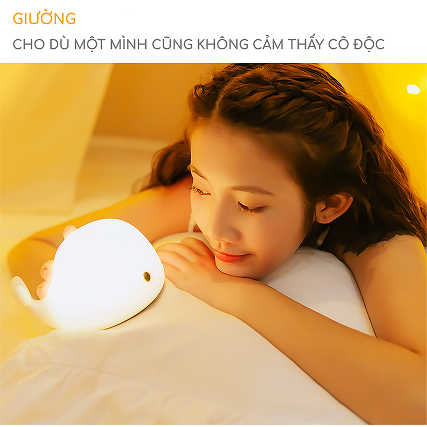 Đèn ngủ silicone led cảm ứng đổi màu hình Cá Heo Dolphin cực xinh Venado