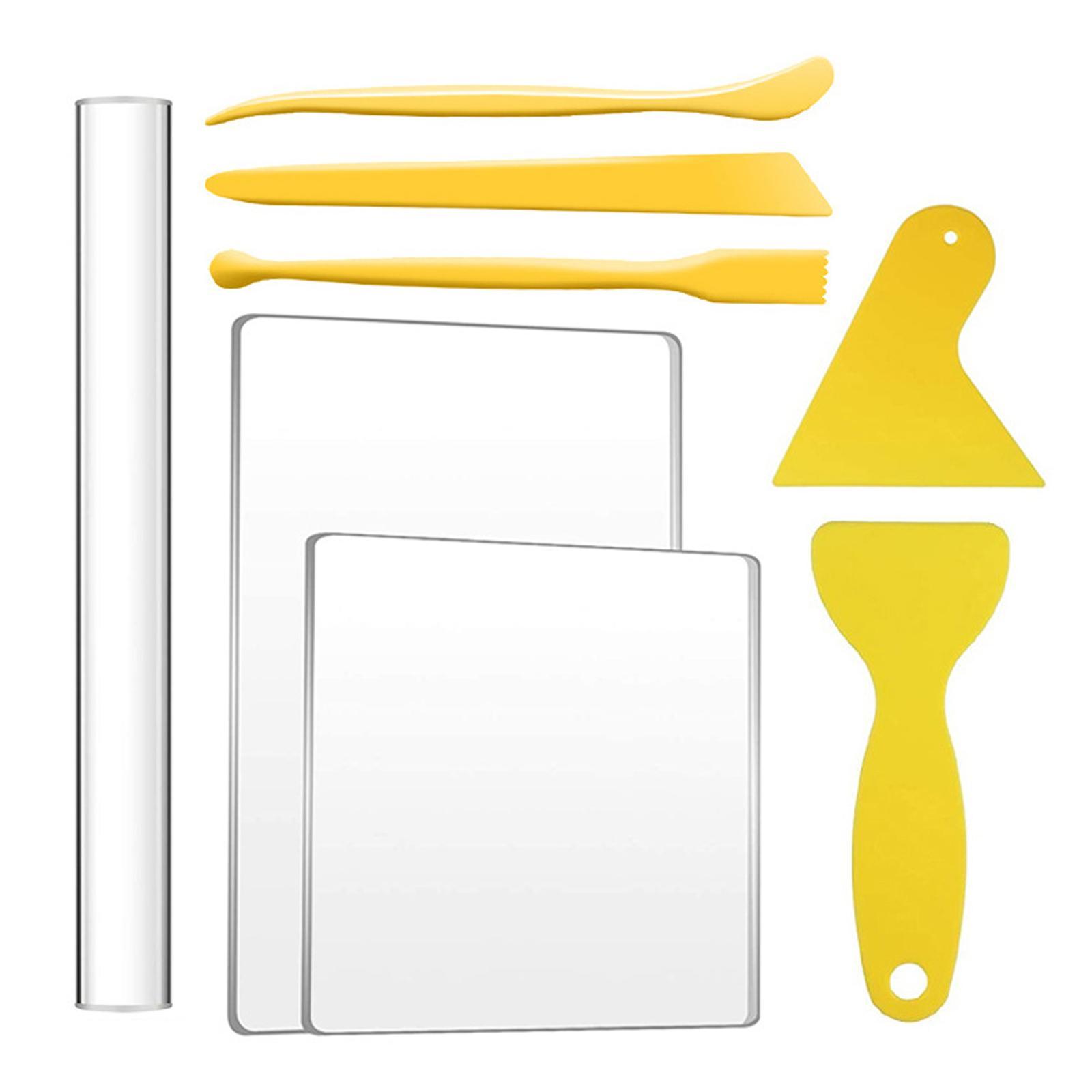 8x Polymer Clay Tools Pottery Clay Sculpting Tools Acrylic Clay Roller and Acrylic Sheet Clay Backing Board Modeling Clay Tools for Ceramics