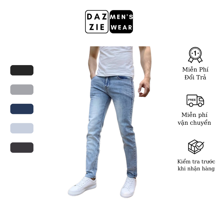 Quần Jean Nam Dài- Quần Bò Nam DazzieMenwears chất vải co dãn kiểu dáng Slimfit thời trang