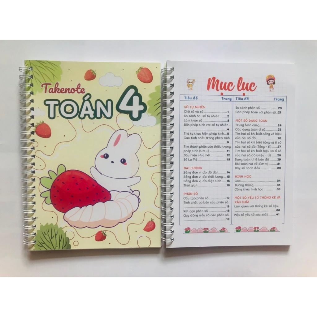 Sách Số tay Takenote lớp 4: Toán + Tiếng Việt 4-5 + Tiếng Anh 3-12 (Phiên Bản Mới Nhất)