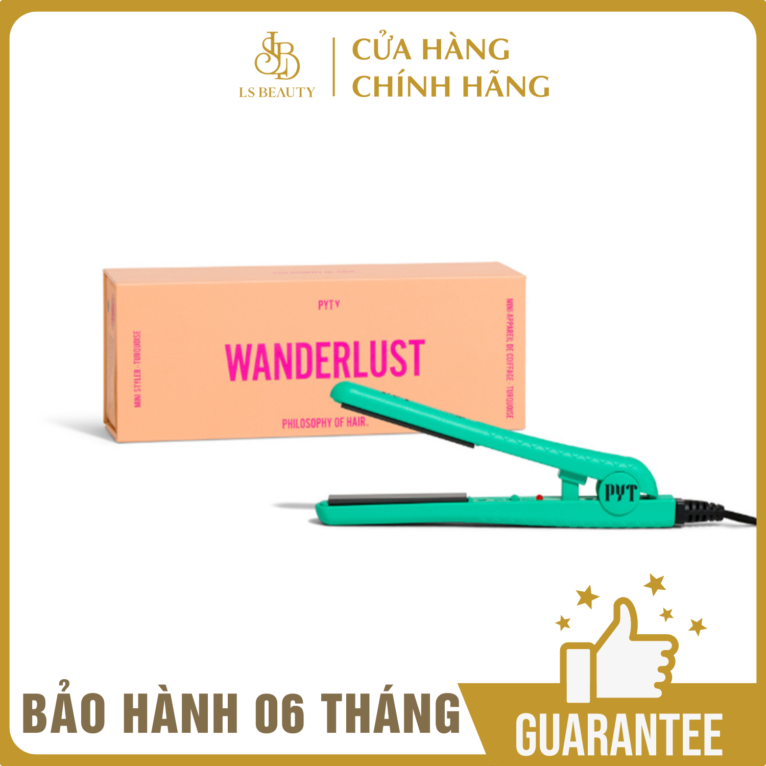 Máy Ép, Uốn Tóc Mini Lõi Sứ - Mini Ceramic Styler Turquoise PYT  - Công Nghệ Nhiệt Hồng Ngoại Xa -  Phù Hợp Cho Du Lịch