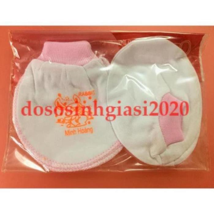 Set 5 đôi bao tay chân trắng cổ bo cho bé sơ sinh