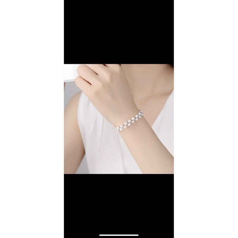 Vòng tay hạt trắng kết đôi, bạc 925
