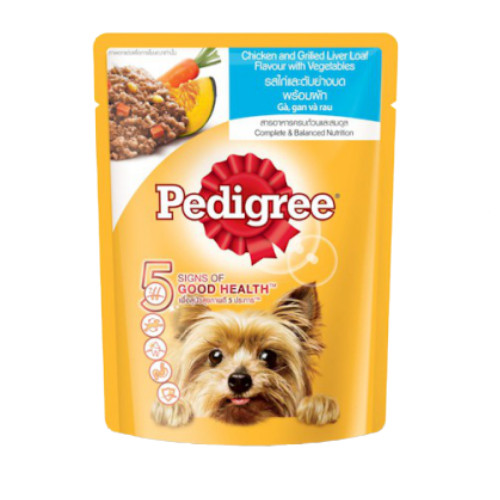 Combo thức ăn cho chó Pedigree 1,5kg vị gà và các loại rau củ + sốt chó lớn Pedigree 80g vị gà,gan và rau