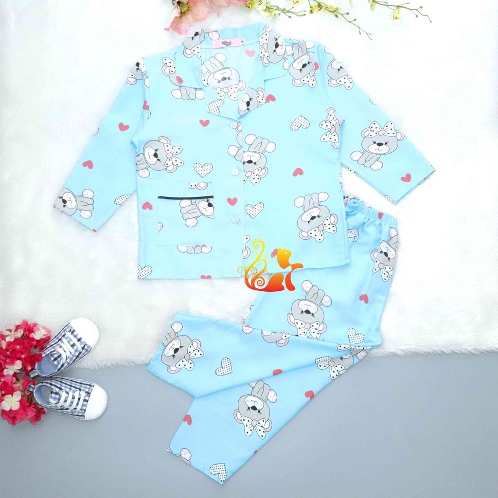 Đồ Bộ Mặc Nhà &quot;Gấu nơ bi&quot; Pijama Kate Thái Quần Dài - Cho Bé 16-42kg