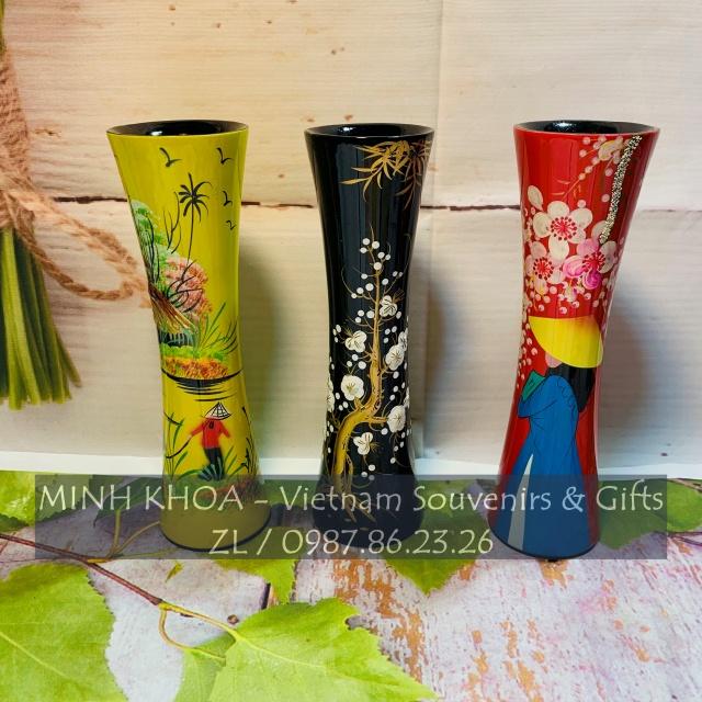 Bình Hoa Lọ Hoa Sơn Mài Thắt Eo 20 Cm - Vietnamese Lacquer Vase