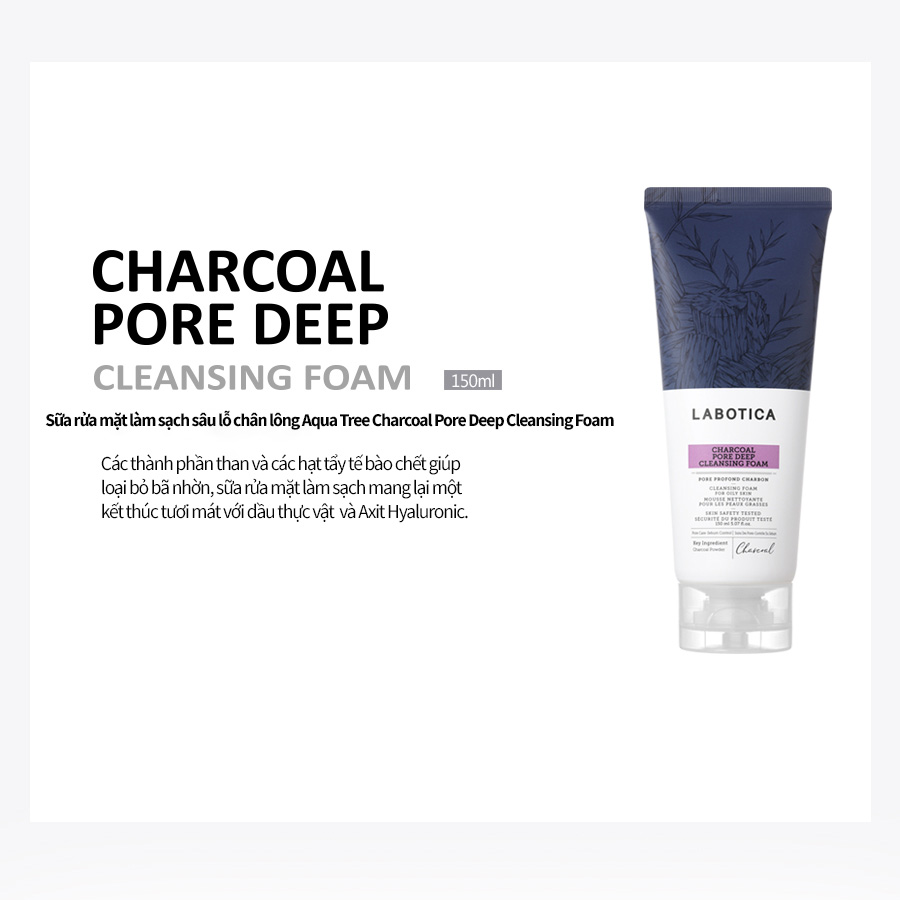 Sữa rửa mặt làm sạch lỗ chân lông Aqua Tree Charcoal Pore Deep Cleansing Foam