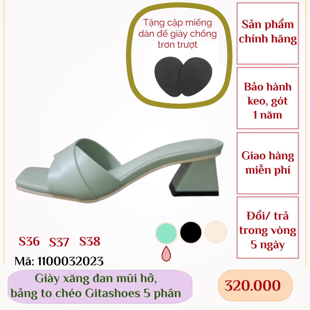 Giày Sandal gitashoes mũi hở, có chéo bảng to,cao 5 phân - 1100032023