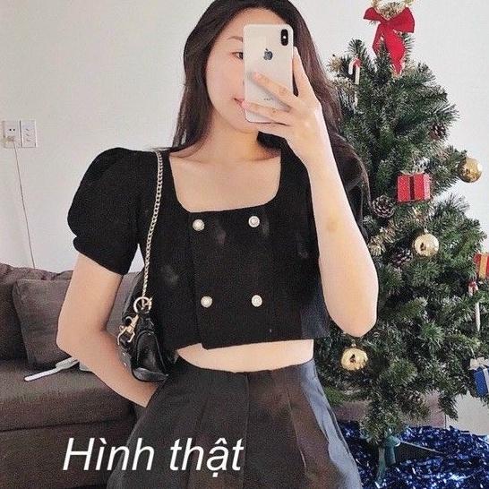 Áo croptop dạ 4 nút cao cấp( ảnh trải sàn chụp thật) - AO10