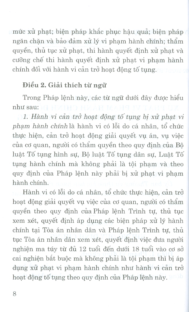 Pháp Lệnh Xử Phạt Vi Phạm Hành Chính Đối Với Hành Vi Cản Trở Hoạt Động Tố Tụng