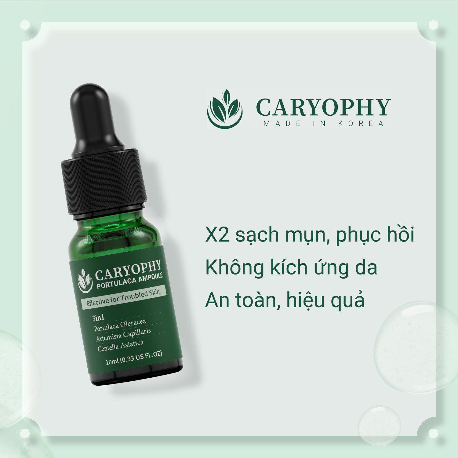 Serum Rau Má hỗ trợ giảm Mụn Caryophy Portulaca Ampoule 10ml