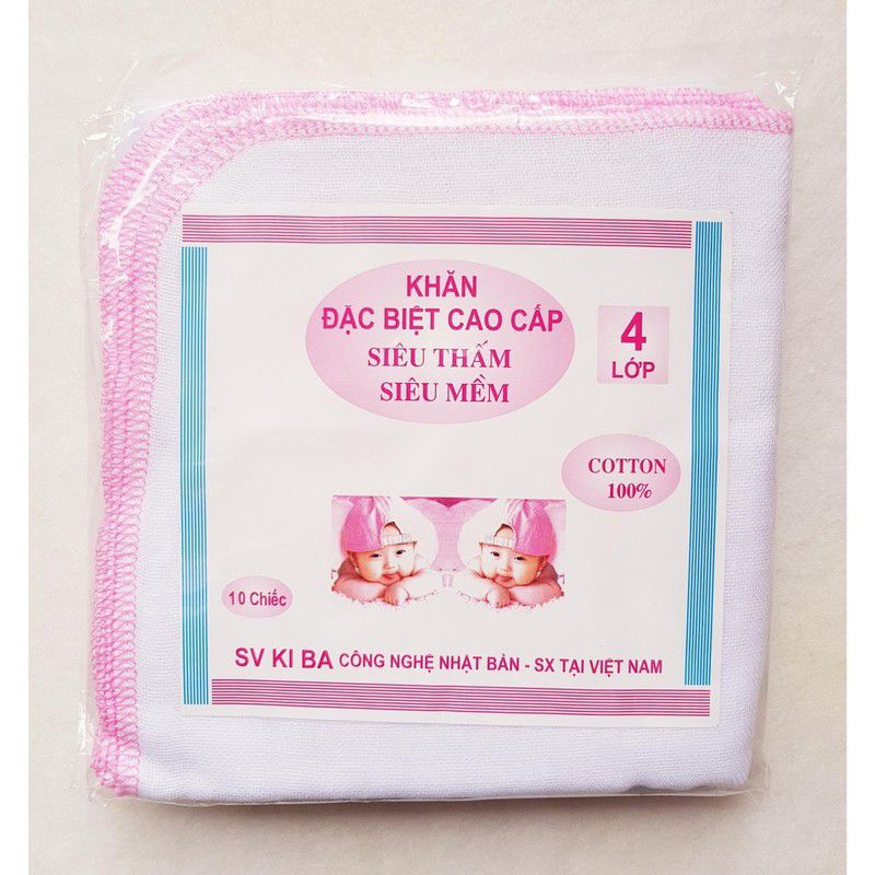 Set 10 khăn mặt 4 lớp dày dặn, siêu mềm xuất Nhật