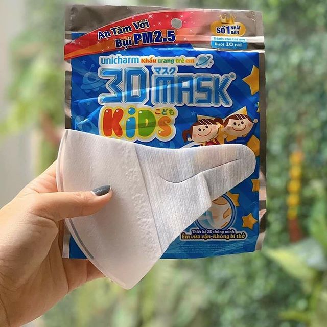 Combo Unmei - Bộ 6 Khẩu trang dành cho bé Unicharm 3D Mask Kid (Ngăn được bụi mịn PM2.5) loại 5 miếng Tặng thêm 3 gói loại 3 miếng