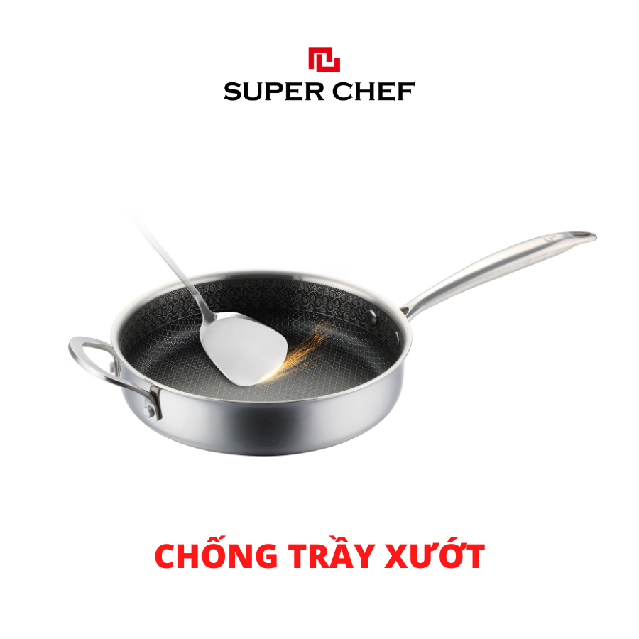 Chảo Đa Năng Super Chef Titan 3 Lớp Siêu Bền, Không Gỉ, Không Trầy Xước