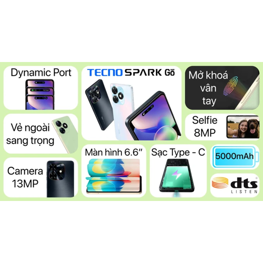 Điện thoại Tecno SPARK GO 4GB/64GB - Hàng chính hãng
