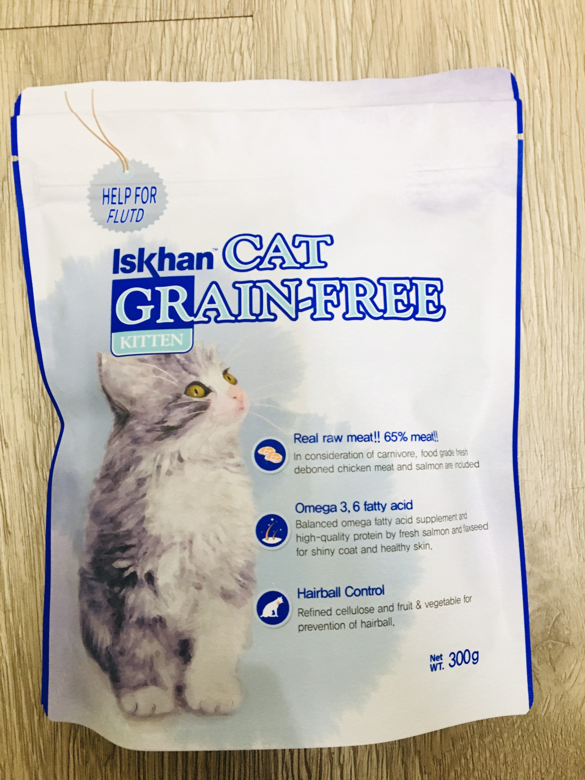 Thức ăn ngăn ngừa dị ứng và chăm sóc da lông cho mèo con Iskhan Cat Grain Free Kitten 300gr