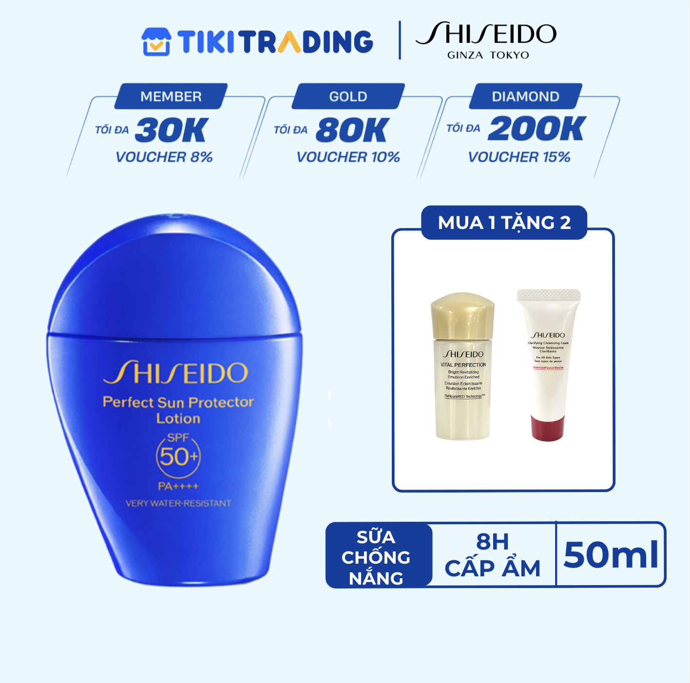 Sữa chống nắng dưỡng da Shiseido GSC Perfect Sun Protector Lotion SPF50+ 50ml
