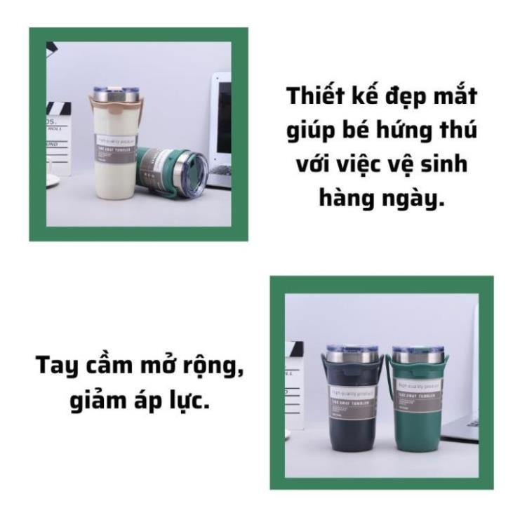 Bình giữ nhiệt thời trang cao cấp, dung tích 710ml, bọc silicon chống trơn, kèm quai silicon đồng màu
