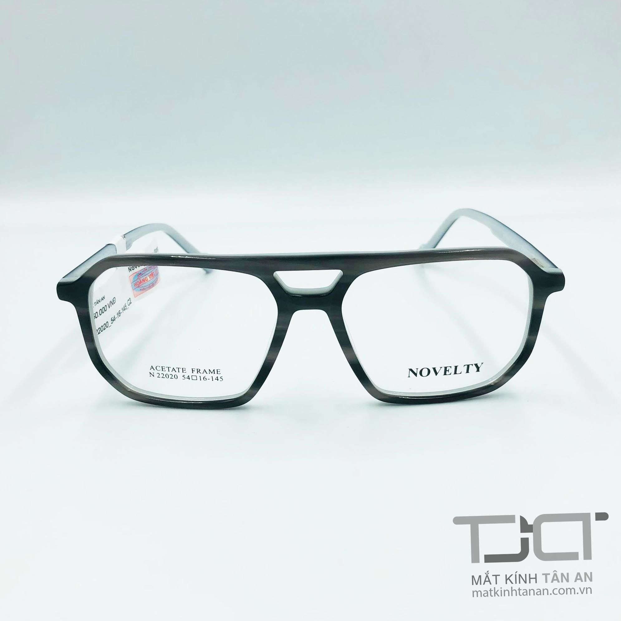 GỌNG KÍNH CẬN PHOM VUÔNG, 2 CẦU UNISEX THỜI TRANG CHÍNH HÃNG NOVELTY N22020