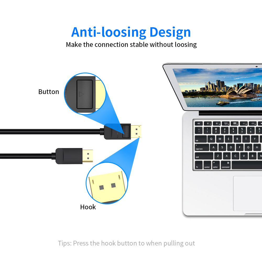 Cáp VENTION DP HD Cable 4K 1080P Dispayport Male to Male Adapter cho máy chiếu màn hình máy tính xách tay 5m / 16,40ft - 5m