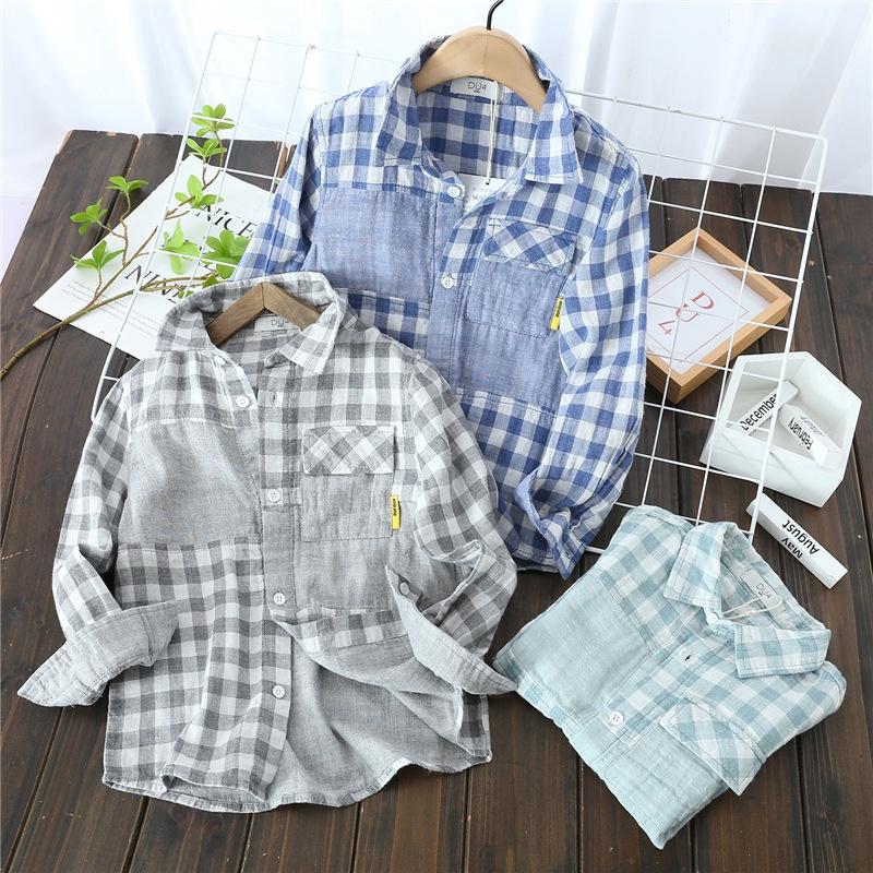 ST6 Size120-160 (20-40kg) Áo sơ mi bé trai, cotton 100% Thời trang trẻ Em hàng quảng châu