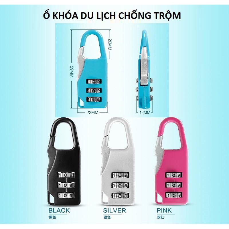 Ổ khóa số du lịch chống trộm nhỏ gọn, BH 3 tháng - màu ngẫu nhiên