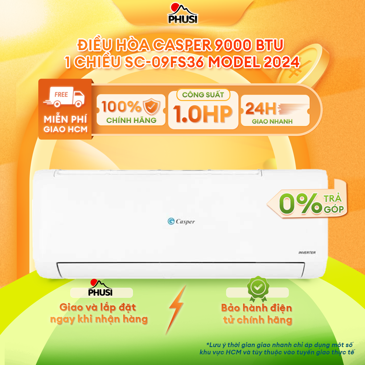 SC-09FS36 - MÁY LẠNH CASPER SC-09FS36 - Không Inverter - Hàng chính hãng