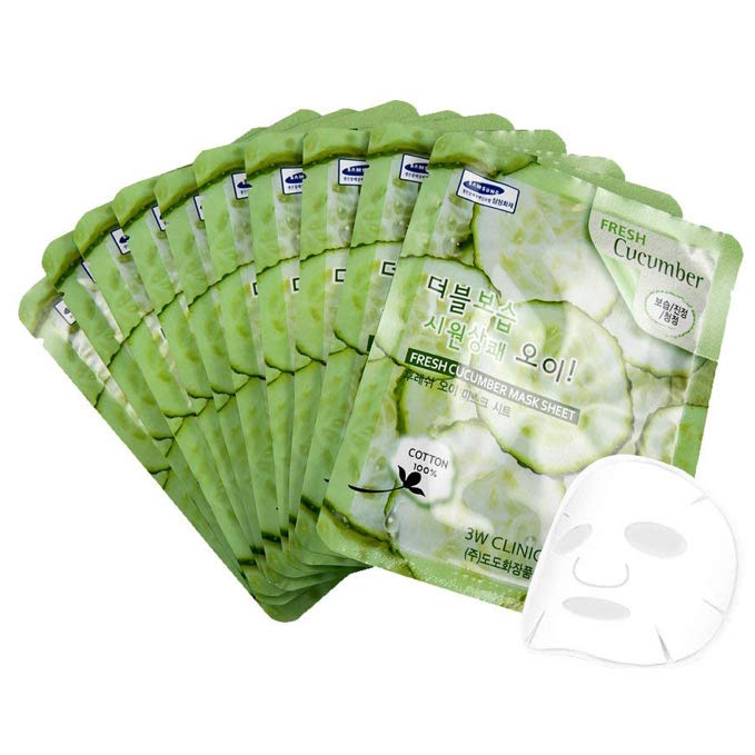 Bộ 10 Gói Mặt Nạ Dưỡng Da Mềm Mịn Chiết Xuất Dưa Chuột 3W Clinic Fresh Cucumber Mask Sheet
