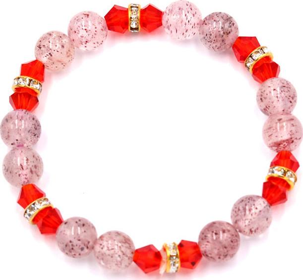 Vòng đeo tay chuỗi hạt đá thạch anh dâu tây 8 ly FTTHO33
