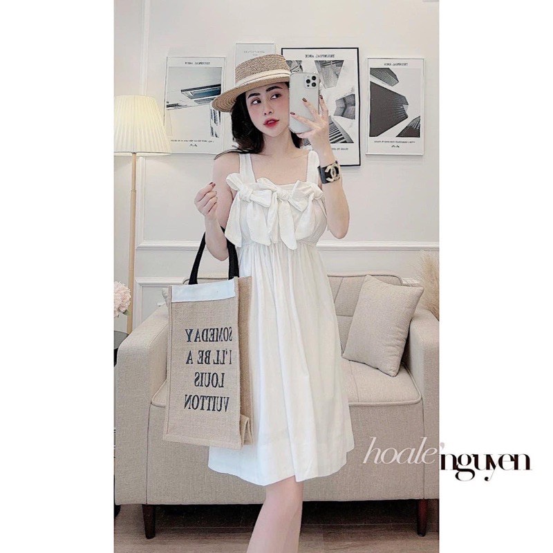Đầm 2s trắng 3 nơ ngực cho nữ DN525