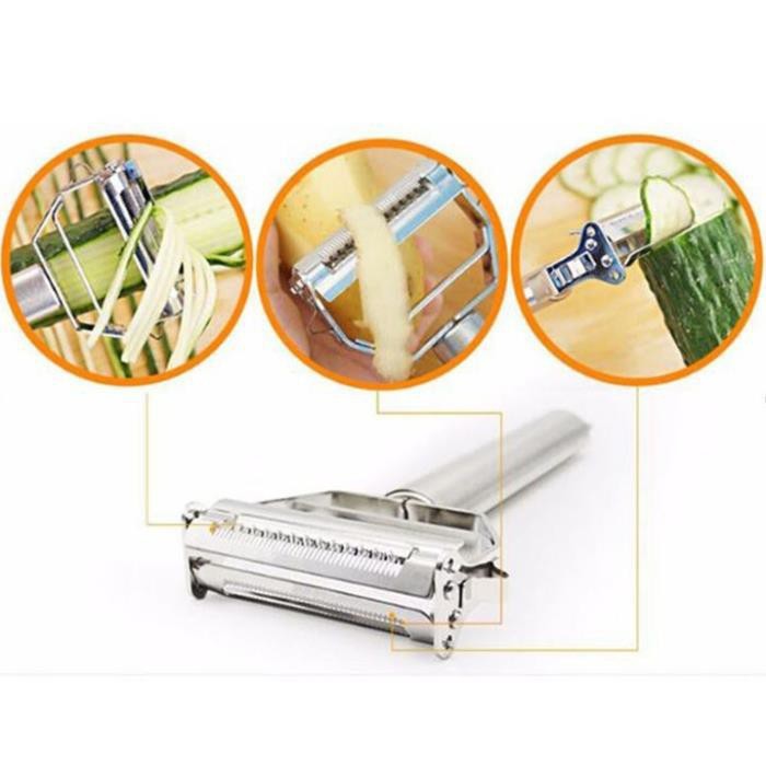 Nạo sợi rau củ cầm tay 3 trong 1 bằng inox 304, Dao nạo rau củ, gọt hoa quả đa năng - Chính hãng MINIIN
