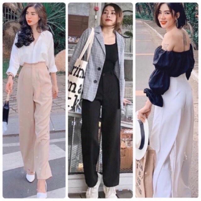 Quần ống suông, quần ống rộng culottes vải đũi dài 92cm.