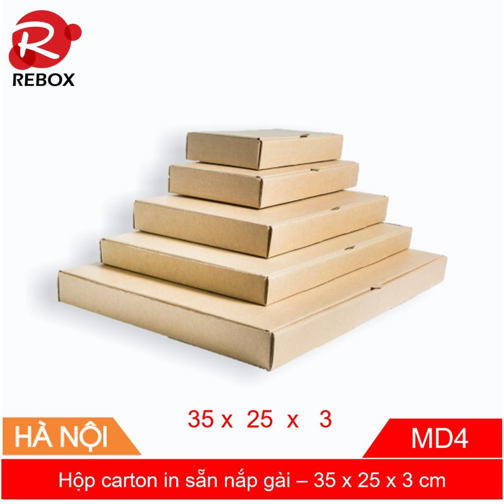 Hộp Carton 35x25x3 - 50 hộp gói hàng quần áo nắp cài giá rẻ