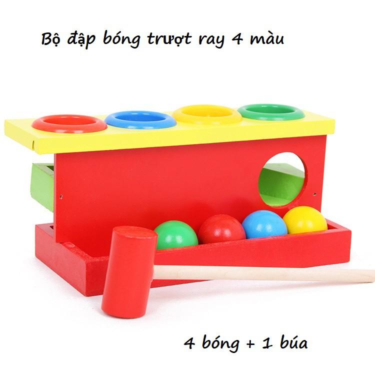 Đồ chơi gỗ đập bóng hình ray trượt cho bé phát triển kỹ năng KB216029