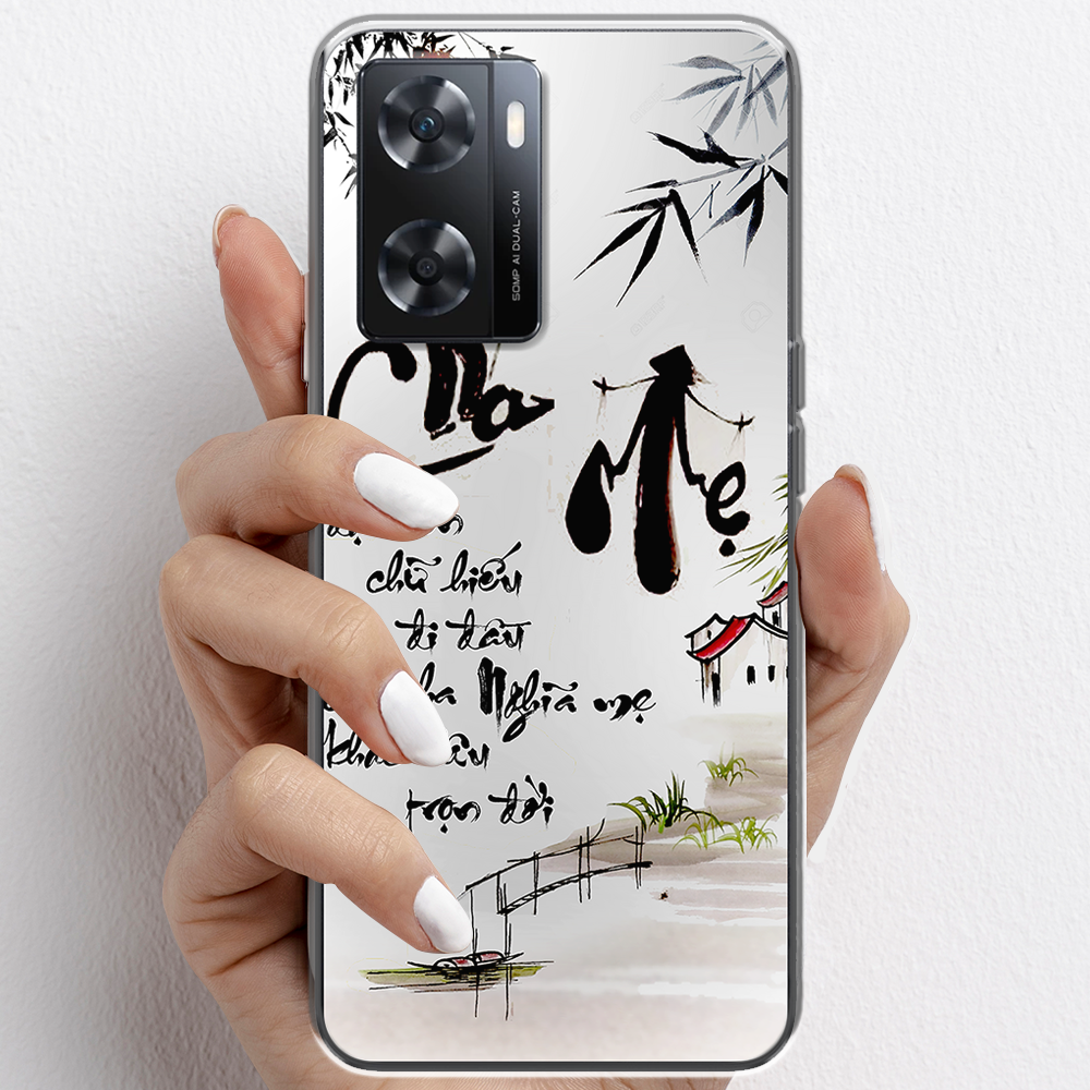 Ốp lưng cho Oppo A77s nhựa TPU mẫu Thư pháp cha mẹ