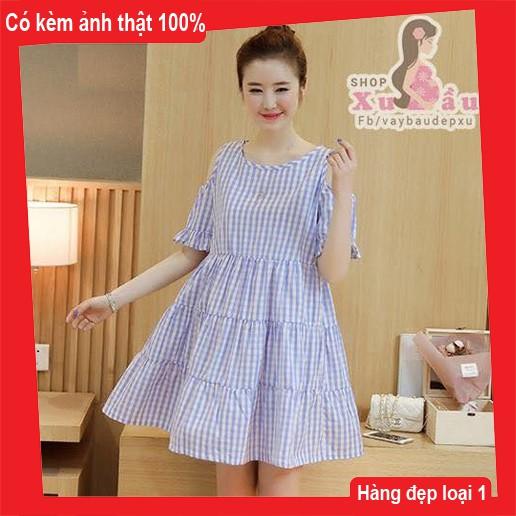 Váy suông hở vai xanh cực xinh và yêu