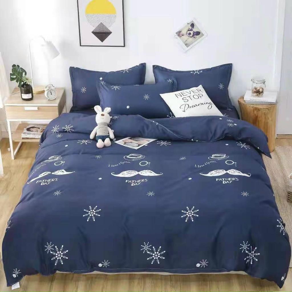 Bộ chăn ga Cotton Poly M2T bedding, chăn ga hàn quốc Râu Father Day đủ size miễn phí bo chun