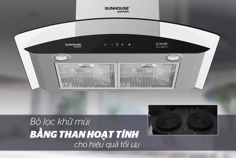 Máy Hút Mùi Kính Cong Sunhouse MMB6682-70 - Hàng Chính Hãng