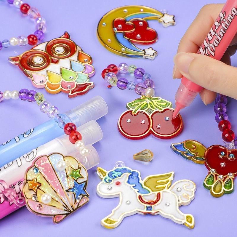 Đồ chơi sáng tạo Bộ móc khoá cao cấp tự tô màu trang trí với bút sơn nước