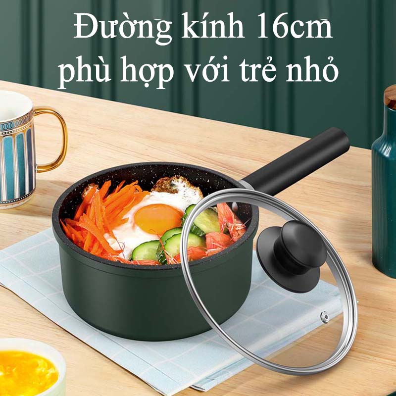 Nồi Hấp 2 Tầng Chống Dính Cao Cấp Vân Đá Hoa Cương Dung Tích 1.3L Kèm Xửng Hấp Inox Tiện Lợi Vung Kính Dày Dặn Bộ Nồi Chảo Cho Bé Ăn Dặm Quấy Bột Cho Bé Đáy Từ Dùng Mọi Loại Bếp Đường Kính 16cm 18cm Bắt Nhiệt Đều