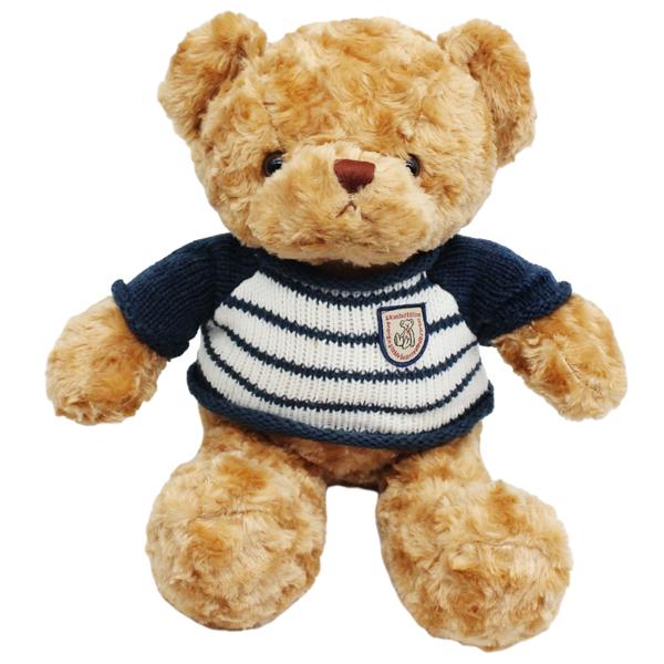 Thú Bông Gấu Teddy Nâu Nhạt 50 cm - ZooZoo 50340 - Mặc Áo Len Sọc Ngang