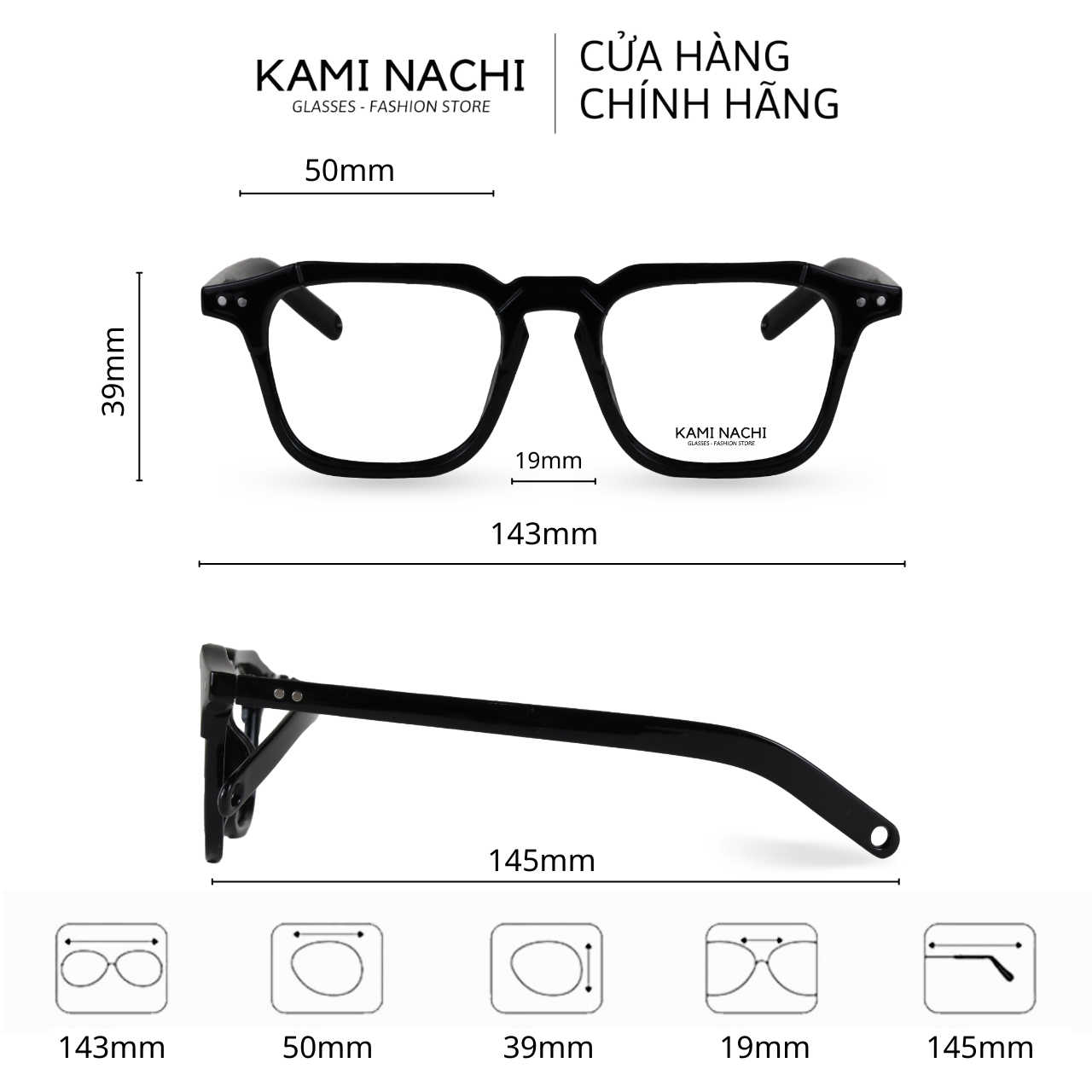 Gọng kính nhựa dáng vuông KAMI NACHI phong cách Âu Mỹ Z3327