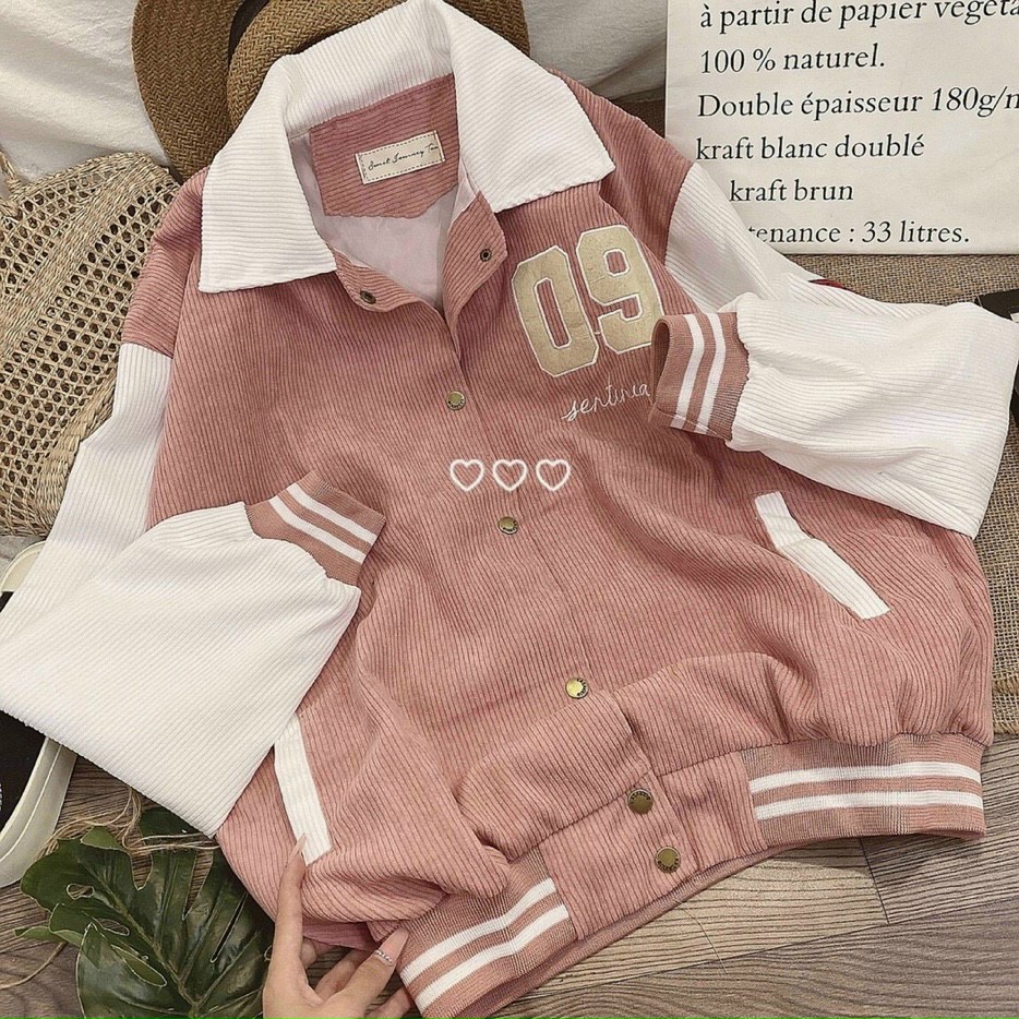 “09” JACKET áo khoác bóng chày, Áo Khoác nhung tăm form to số 09, Áo bomber cổ sơ mi nhung gân 2 lớp thêu số 09 unisex ulzzang, Áo Khoác Bomber Nữ Cổ Bẻ 2 Lớp Vải Logo In Thêu 09 Phong Cách Độc Lạ Hot Trend Mới Nhất