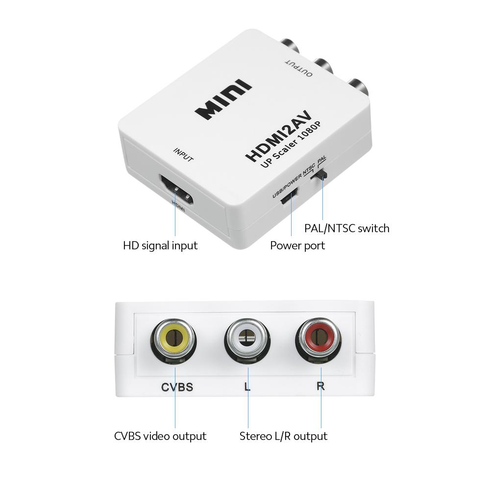 HD to AV Converter Digital Signal to RCA Video Converter 1080P Resolution Support NTSC/PAL Standard