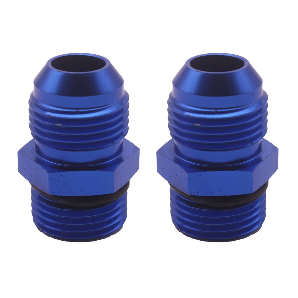 2 Pieces Blue Aluminum Billet AN10 10 an - ORB10 Male Fitting Straight Adapter