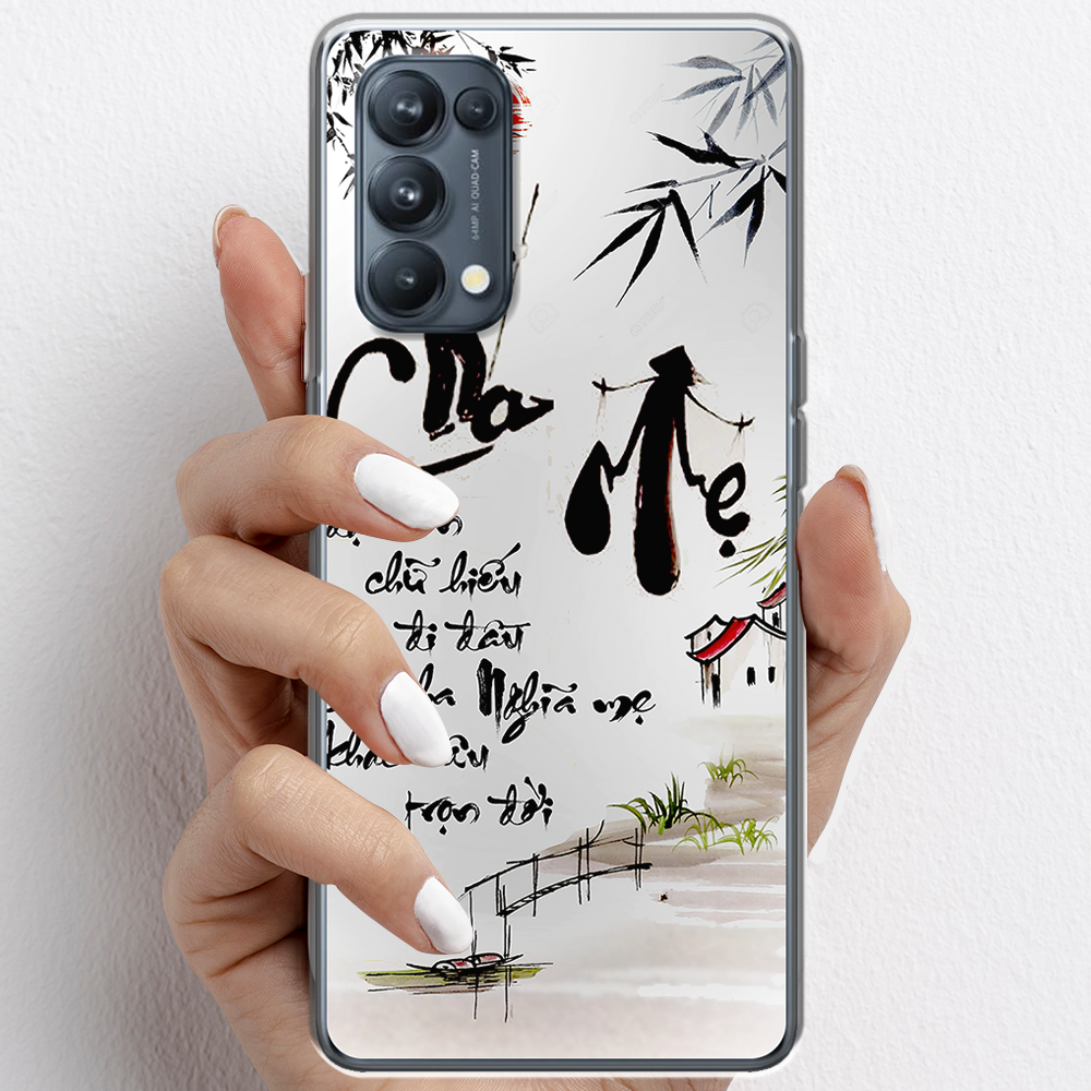 Ốp lưng cho Oppo Reno5, Reno5 Pro nhựa TPU mẫu Thư pháp cha mẹ