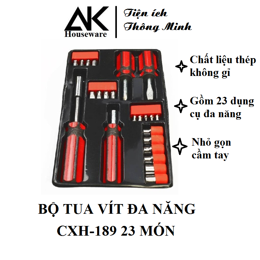 BỘ TUA VÍT ĐA NĂNG CXH-189 23 MÓN